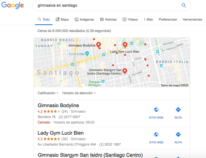 Google Serp de paquete local