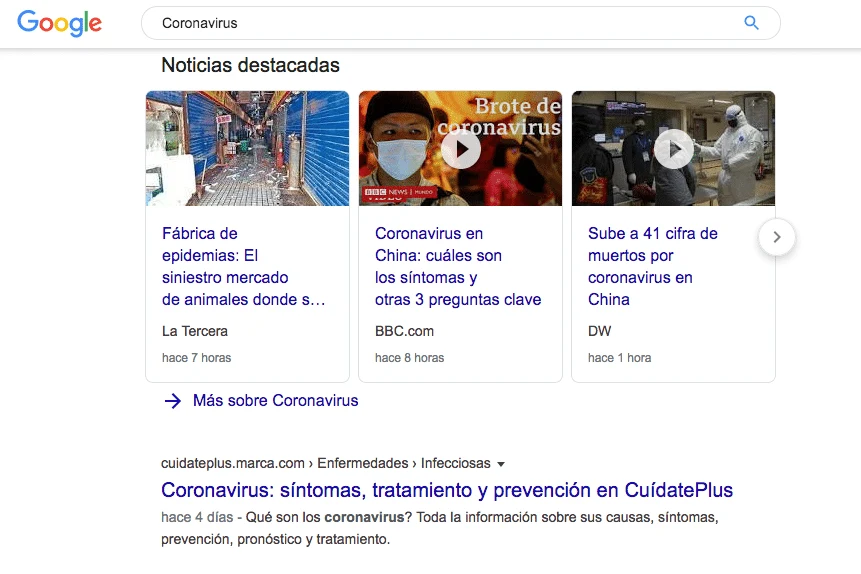 Google Serp bloque de noticias