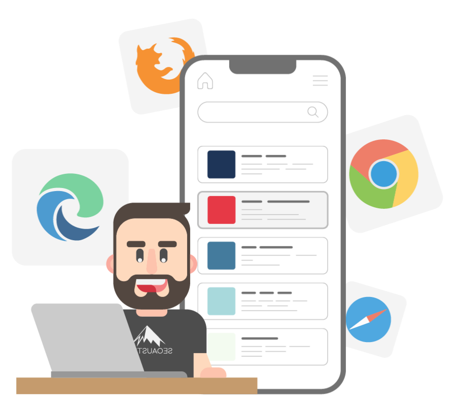 Ilustración de posicionamiento SEO en buscadores y respuestas de IA